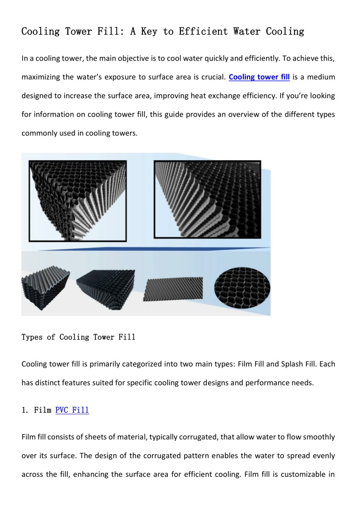 cooling tower fill a key to efficient water