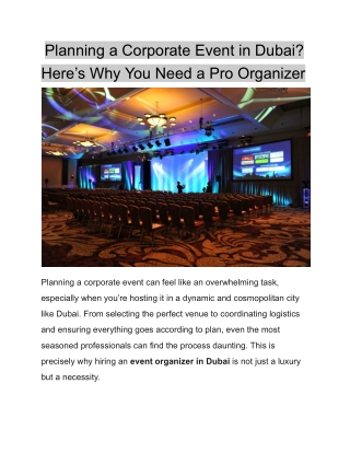 Planning a Corporate Event in Dubai Here’s Why You Need a Pro Organizer