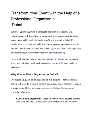 Transform Your Event with the Help of a Professional Organizer in
