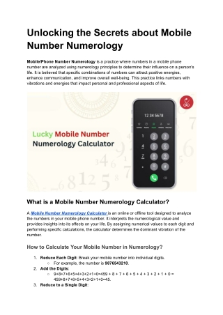 Unlocking the Secrets about Mobile Number Numerology