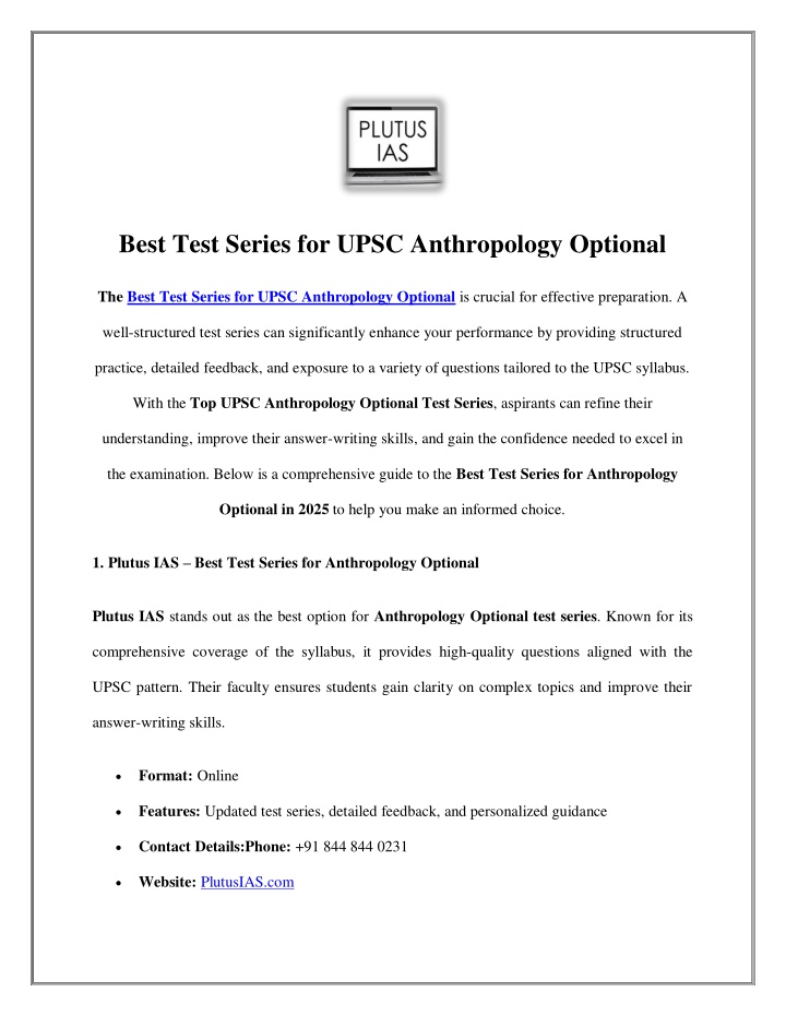 best test series for upsc anthropology optional