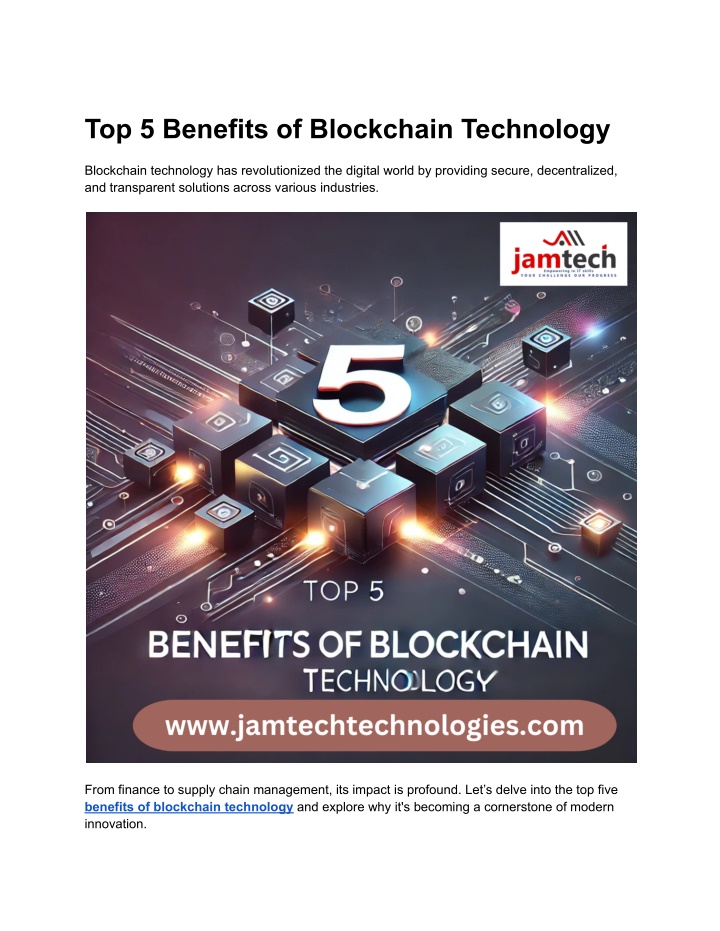 top 5 benefits of blockchain technology