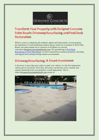 Transform Your Property Driveway Resurfacing and Pool Deck Restoration