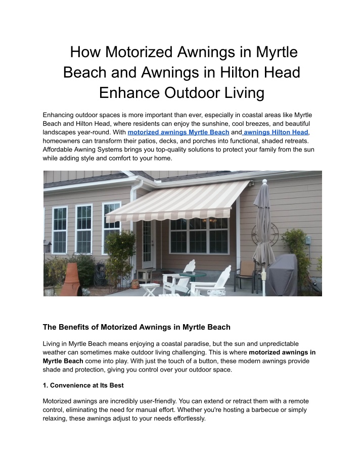 how motorized awnings in myrtle beach and awnings