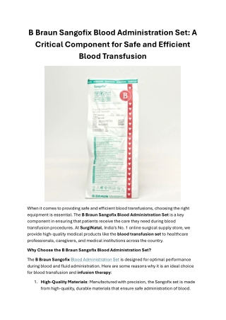 b braun sangofix blood administration
