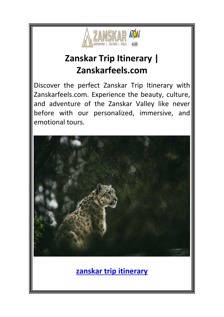 zanskar trip itinerary zanskarfeels com