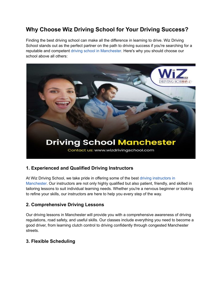 why choose wiz driving school for your driving