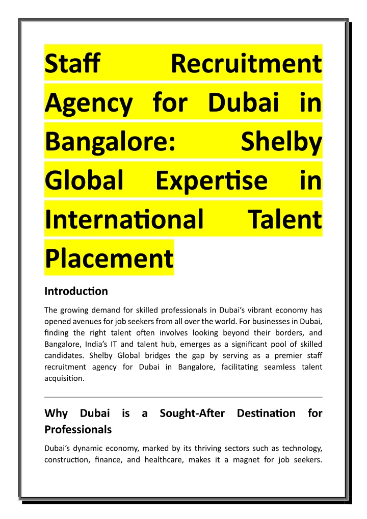 staff agency for dubai in bangalore global