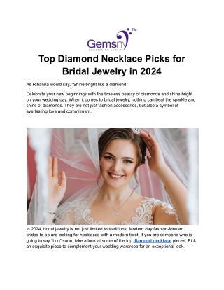 Top Diamond Necklace Picks for Bridal Jewelry in 2024