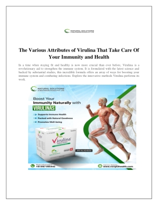 The Various Attributes of Virulina That Take Care Of Your Immunity and Health