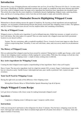 Sweet Simpleness: Minimalist Desserts Highlighting Whipped Cream