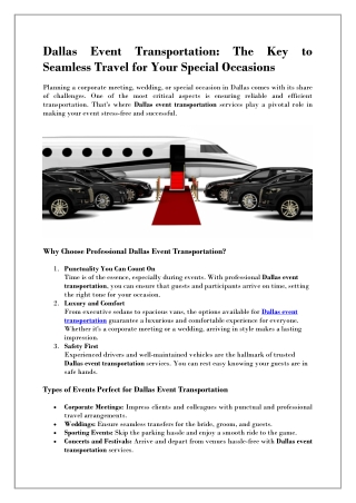 Affordable Dallas Event Transportation Options