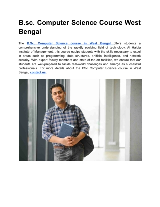 b sc computer science course west bengal