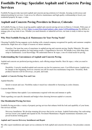 foothills paving specialist asphalt and concrete