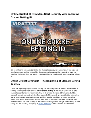 Online cricket ID: Protect Cricket ID With Our Expert Tips