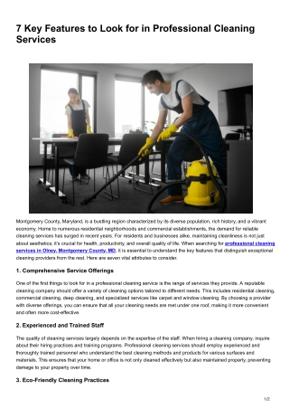 7 Key Features to Look for in Professional Cleaning Services