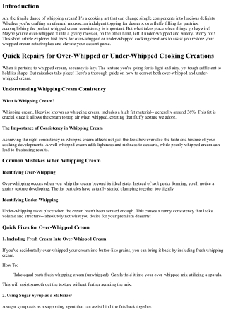 Quick Fixes for Over-Whipped or Under-Whipped Culinary Creations
