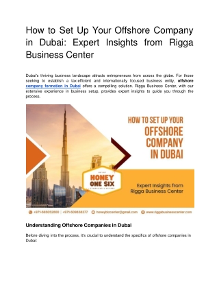 How to Set Up Your Offshore Company in Dubai_ Expert Insights from Rigga Business Center