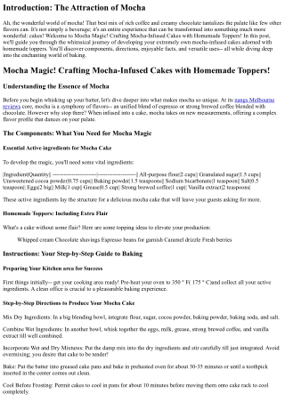 Mocha Magic! Crafting Mocha-Infused Cakes with Homemade Toppers!
