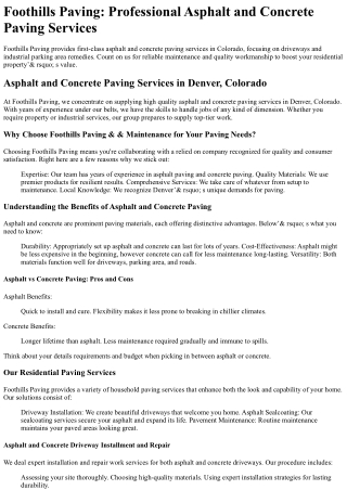 foothills paving professional asphalt