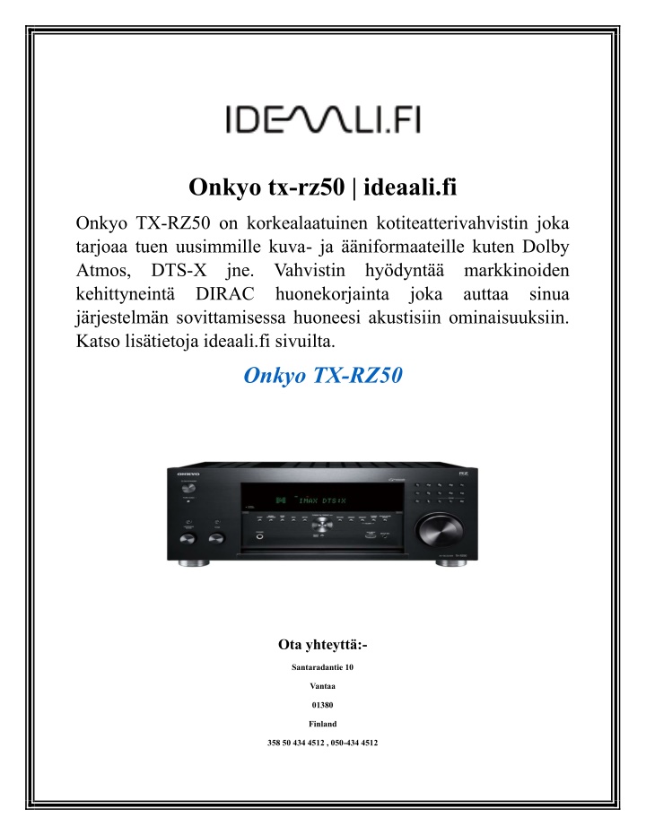 onkyo tx rz50 ideaali fi