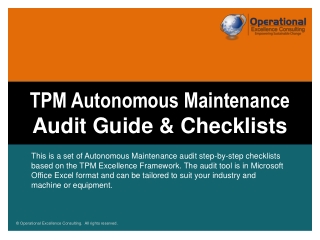 TPM Autonomous Maintenance Audit Guide & Checklists