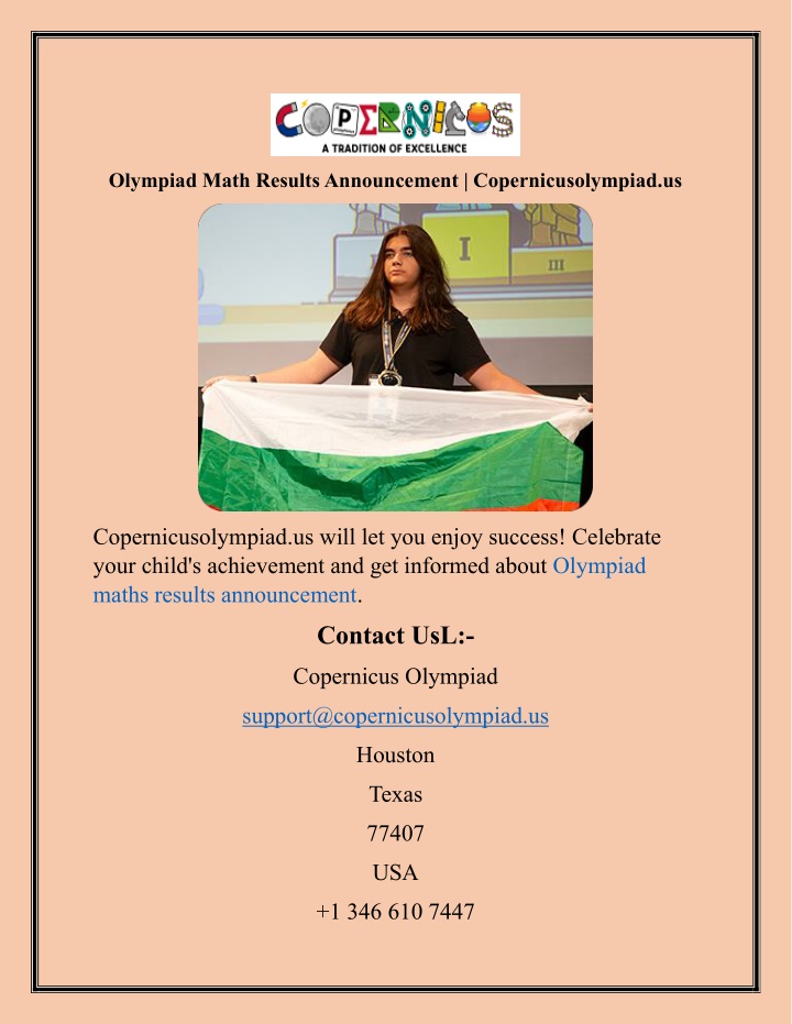 olympiad math results announcement