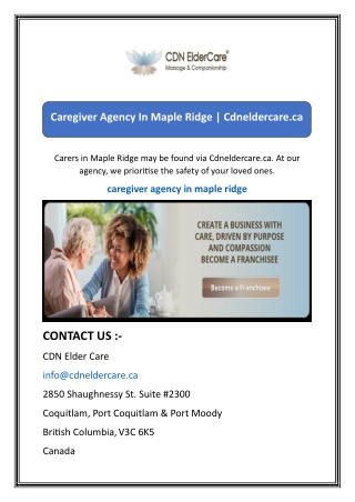 caregiver agency in maple ridge cdneldercare ca