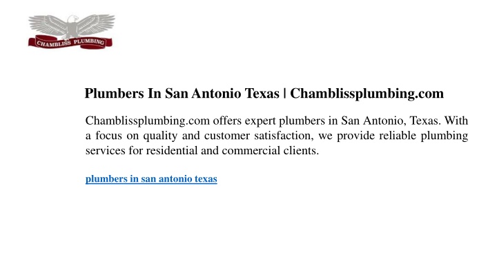 plumbers in san antonio texas chamblissplumbing