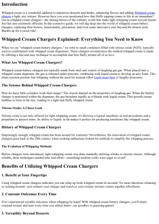 Whipped Cream Chargers Explained: Everything You Required to Know