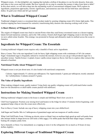 Checking out the Art of Standard Whipped Cream: From Farm to Table