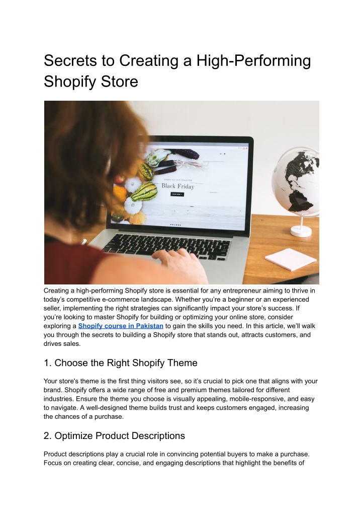 secrets to creating a high performing shopify