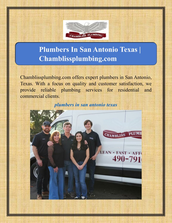 chamblissplumbing com offers expert plumbers