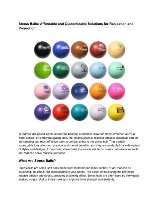 Stress Balls_ Affordable and Customizable Solutions for Relaxation and Promotion