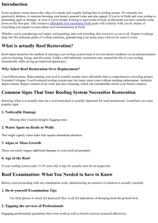 Refresh Your Home: The Ultimate Resource to Roof Restoration in Perth