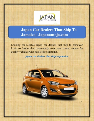 Japan Car Dealers That Ship To Jamaica | Japanautoja.com