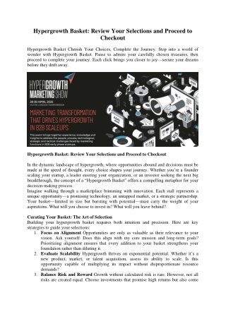 Hypergrowth Basket Review Your Selections and Proceed to Checkout