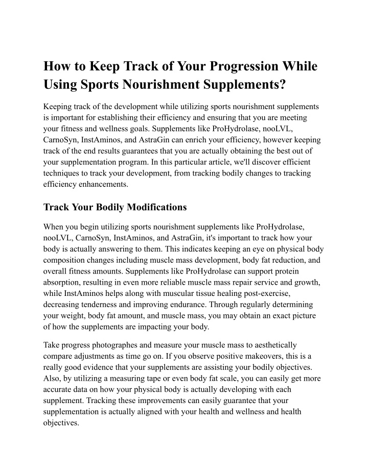 how to keep track of your progression while using