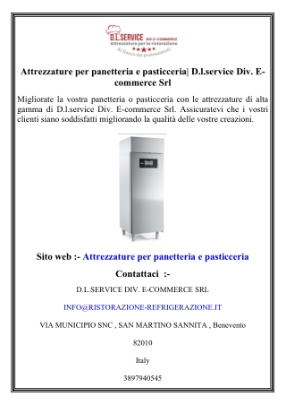 Attrezzature per panetteria e pasticceria  D.l.service Div. E-commerce Srl