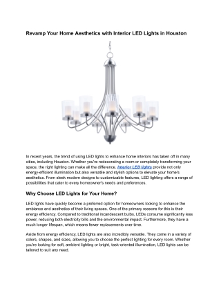 Revamp Your Home Aesthetics with Interior LED Lights in Houston