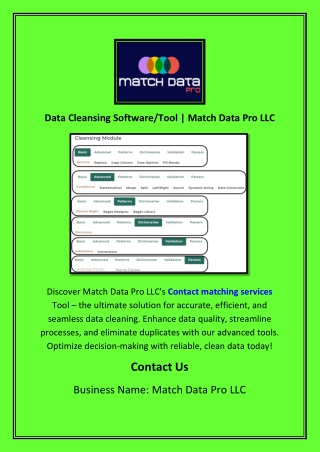 data cleansing software tool match data pro llc