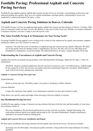 foothills paving professional asphalt