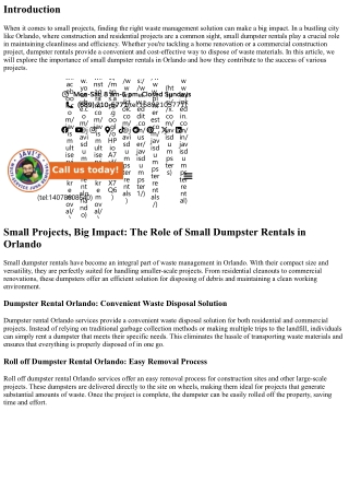 Small Projects, Big Impact: The Role of Small Dumpster Rentals in Orlando