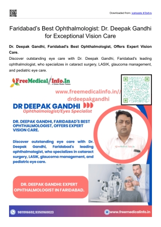 Faridabad’s Best Ophthalmologist Dr. Deepak Gandhi for Exceptional Vision Care