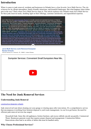 Why Orlando Trusts Javis Multi Service for Their Junk Removal Needs