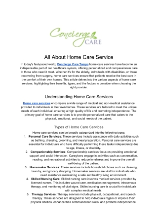 Senior Home Care Services