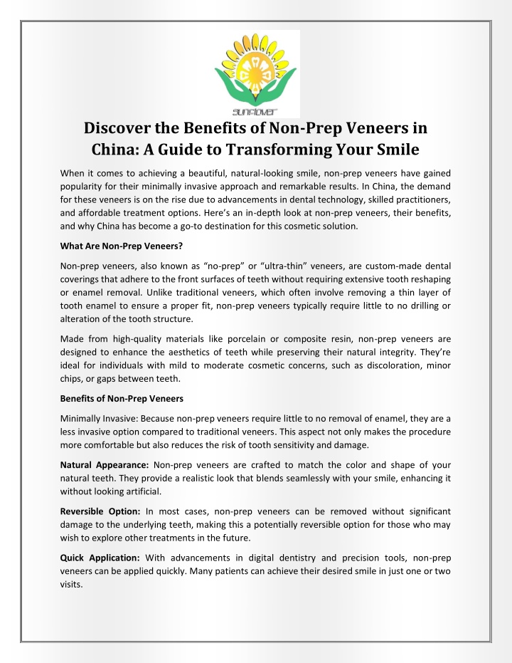 discover the benefits of non prep veneers