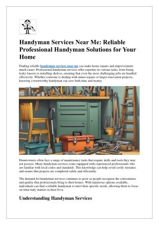 Handyman Services Near Me Reliable Professional Handyman Solutions for Your Home