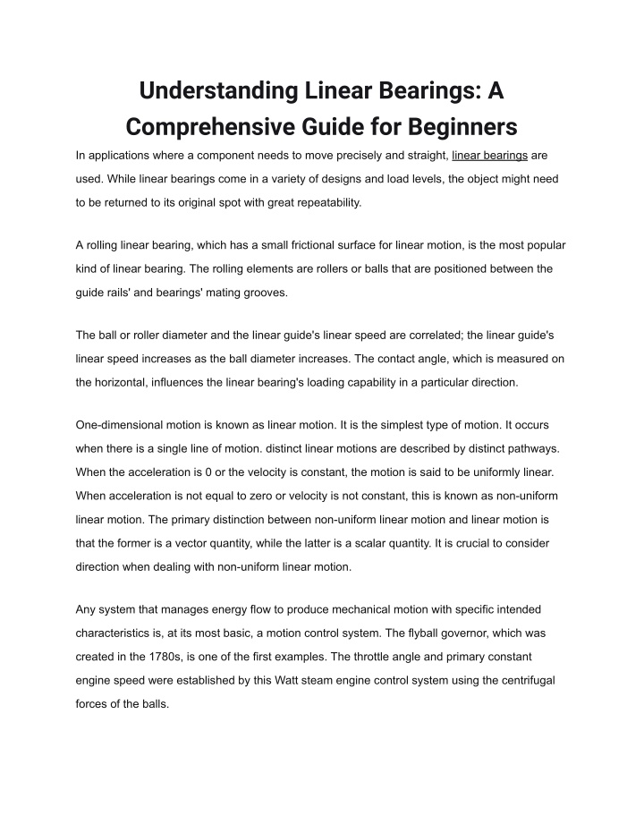 understanding linear bearings a comprehensive