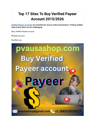 Top 17 Sites To Buy Verified Payeer Account 2015_2026